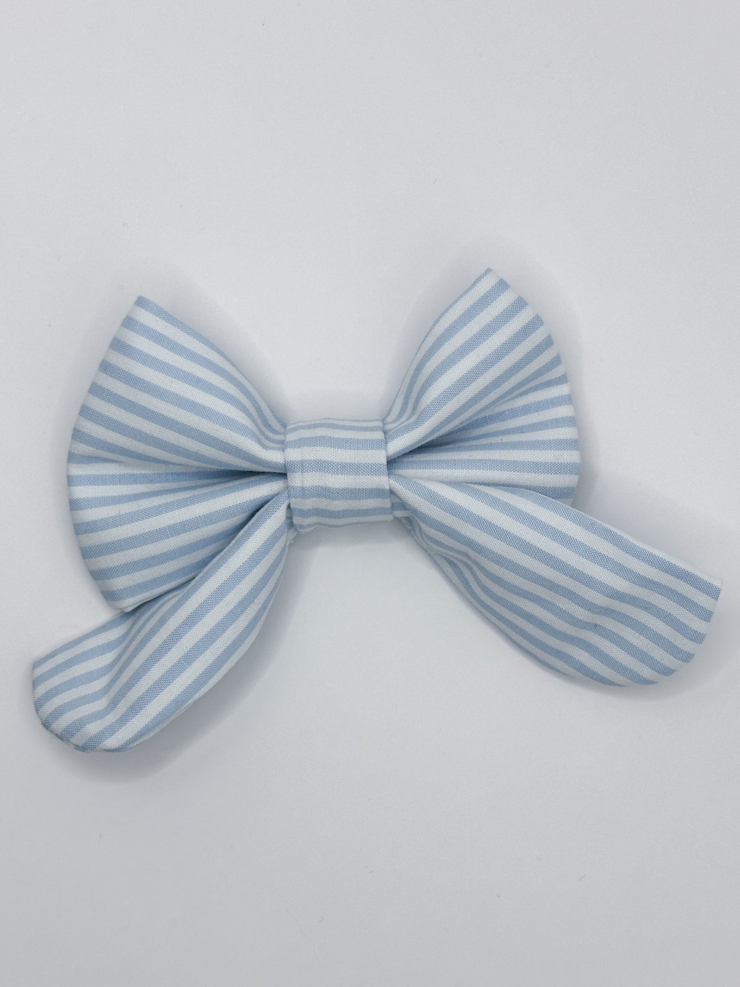 Elastic Backing Dog Sailor Bow - Blue Stripe