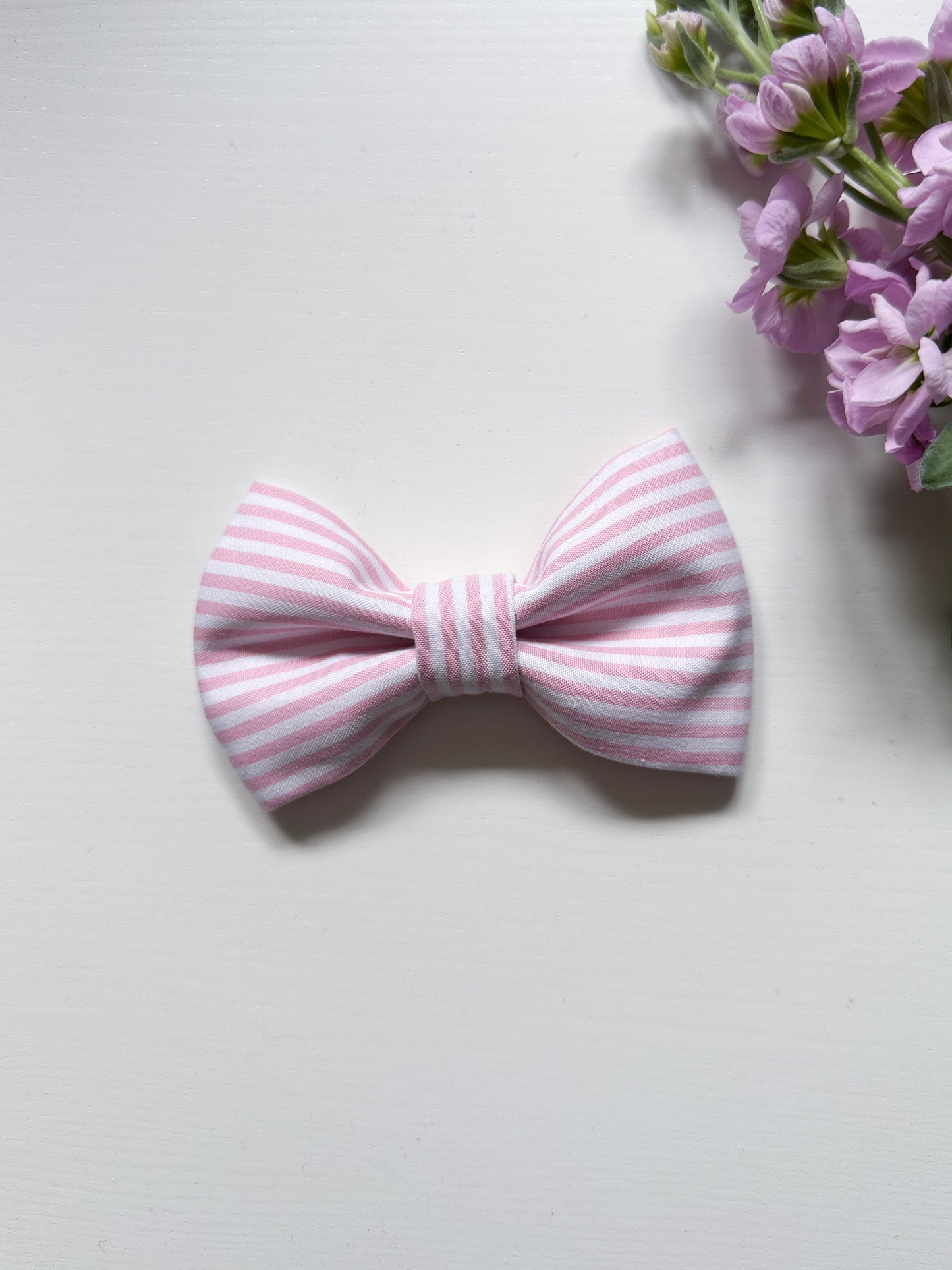Elastic Backing Dog Bow Tie - Pink Stripe