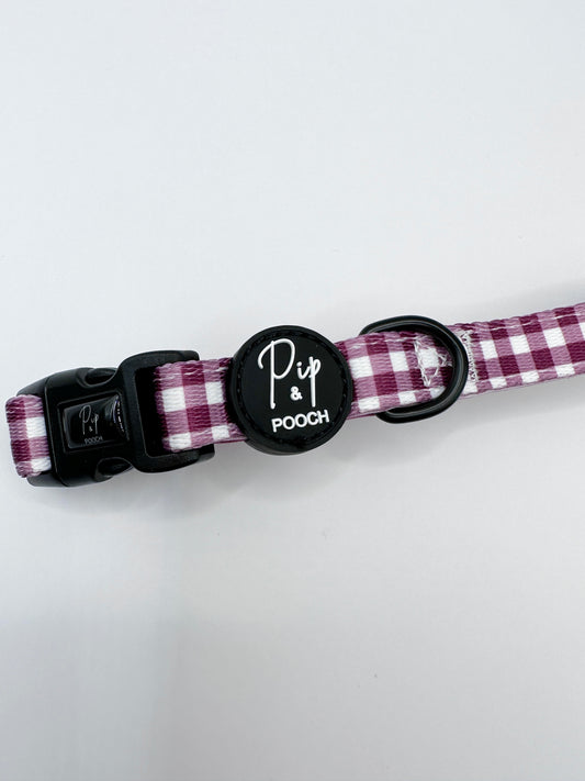 Adjustable Dog Collar - Purple Gingham