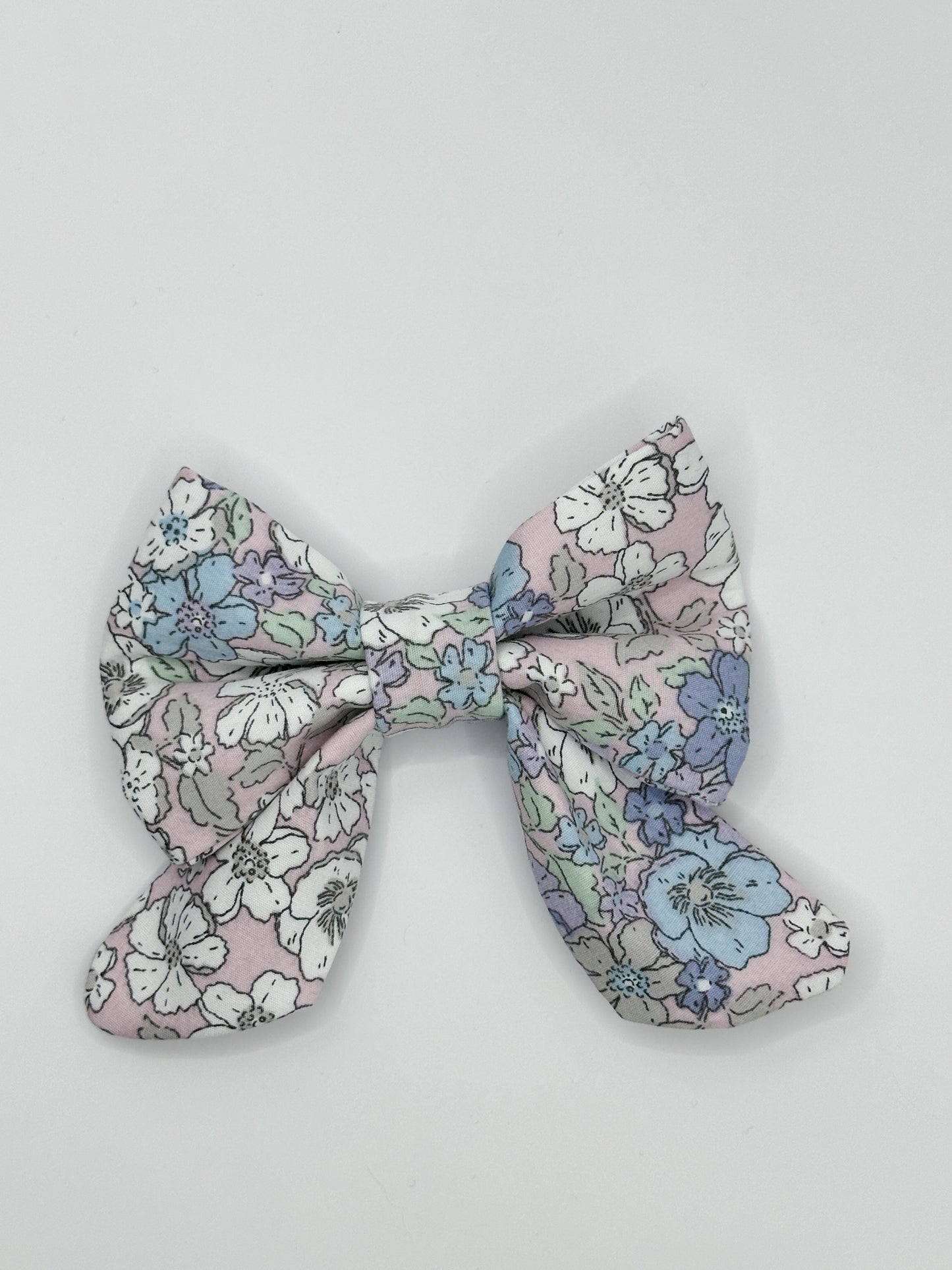 Elastic Backing Dog Sailor Bow - Floral