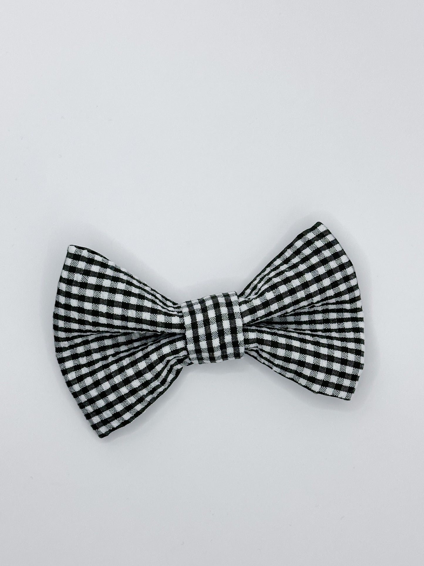 Elastic Backing Dog Bow Tie - Black Gingham
