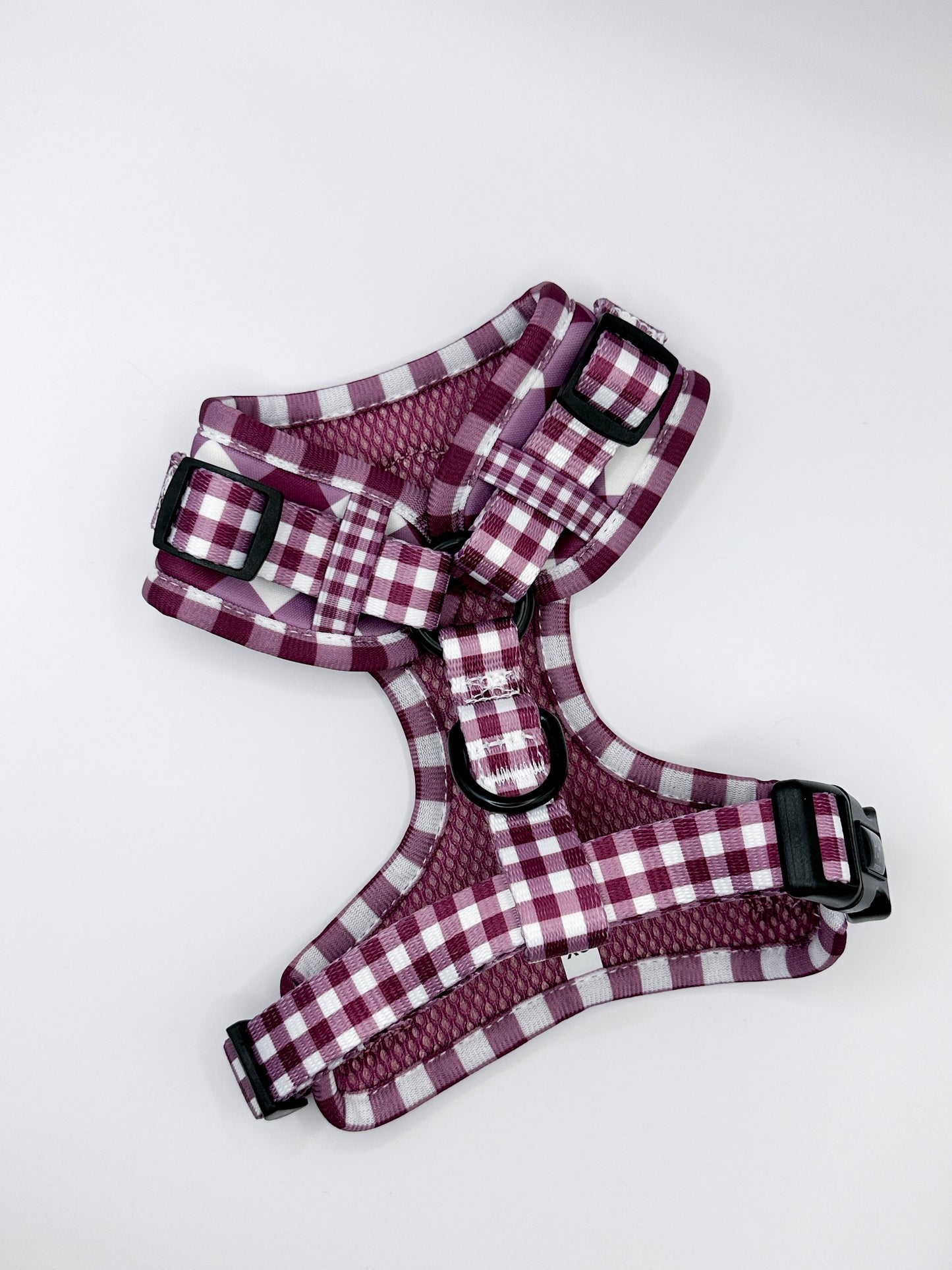 Adjustable Dog Harness - Purple Gingham