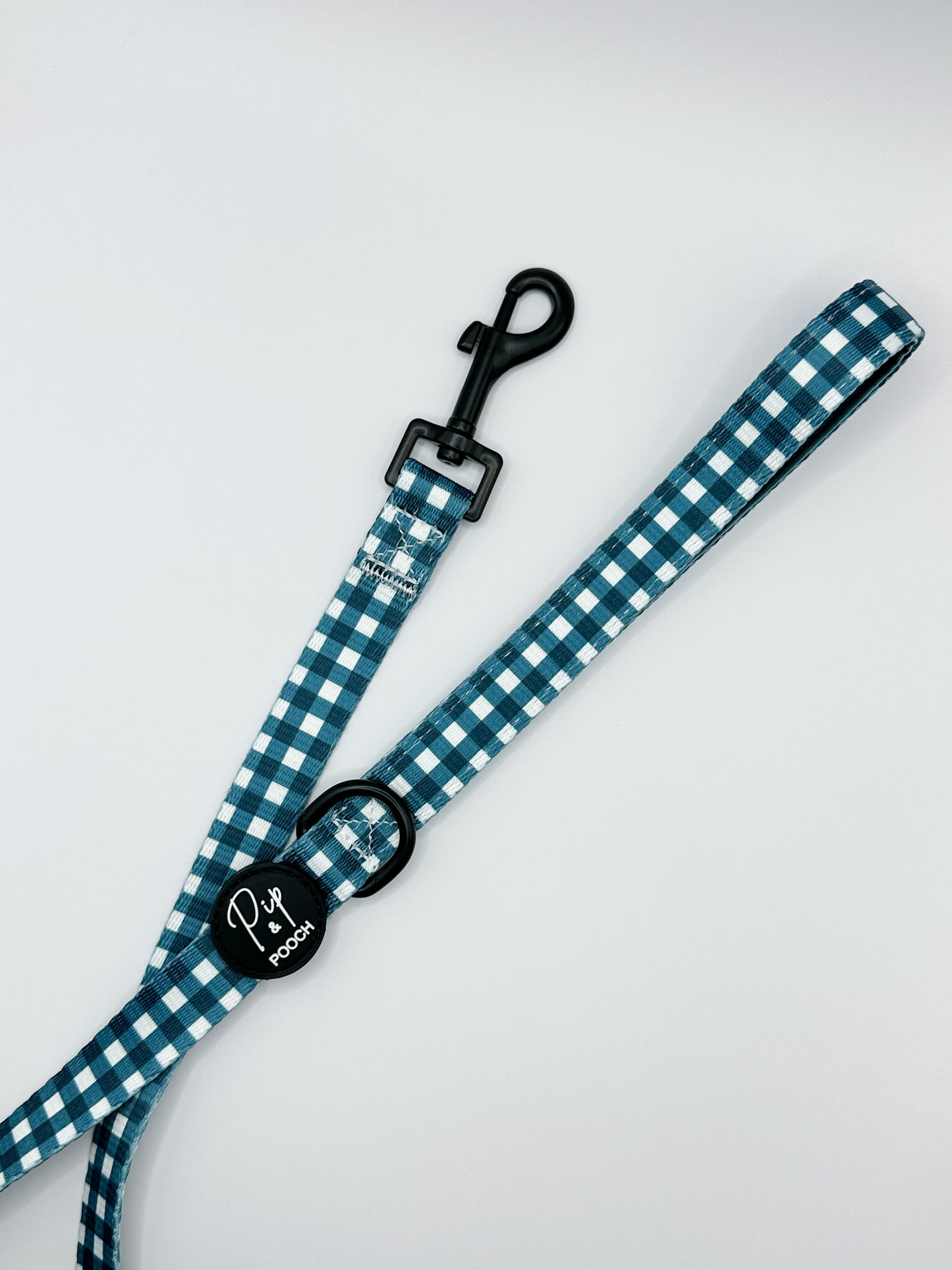 Dog Lead - Dark Teal Gingham