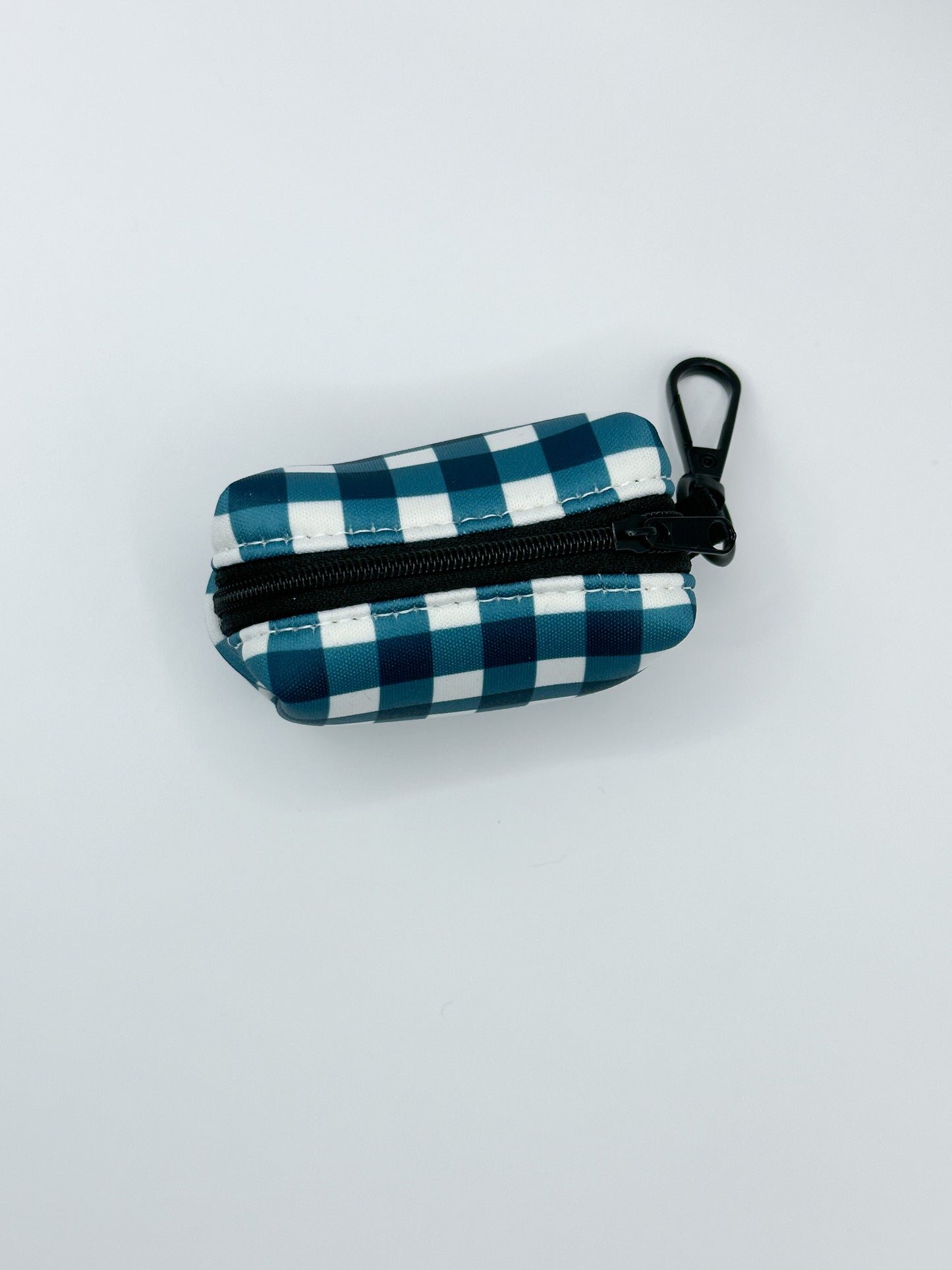 Dog Poo Bag Holder - Dark Teal Gingham