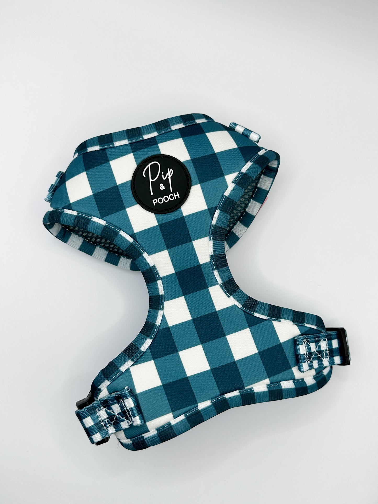 Adjustable Dog Harness - Dark Teal Gingham