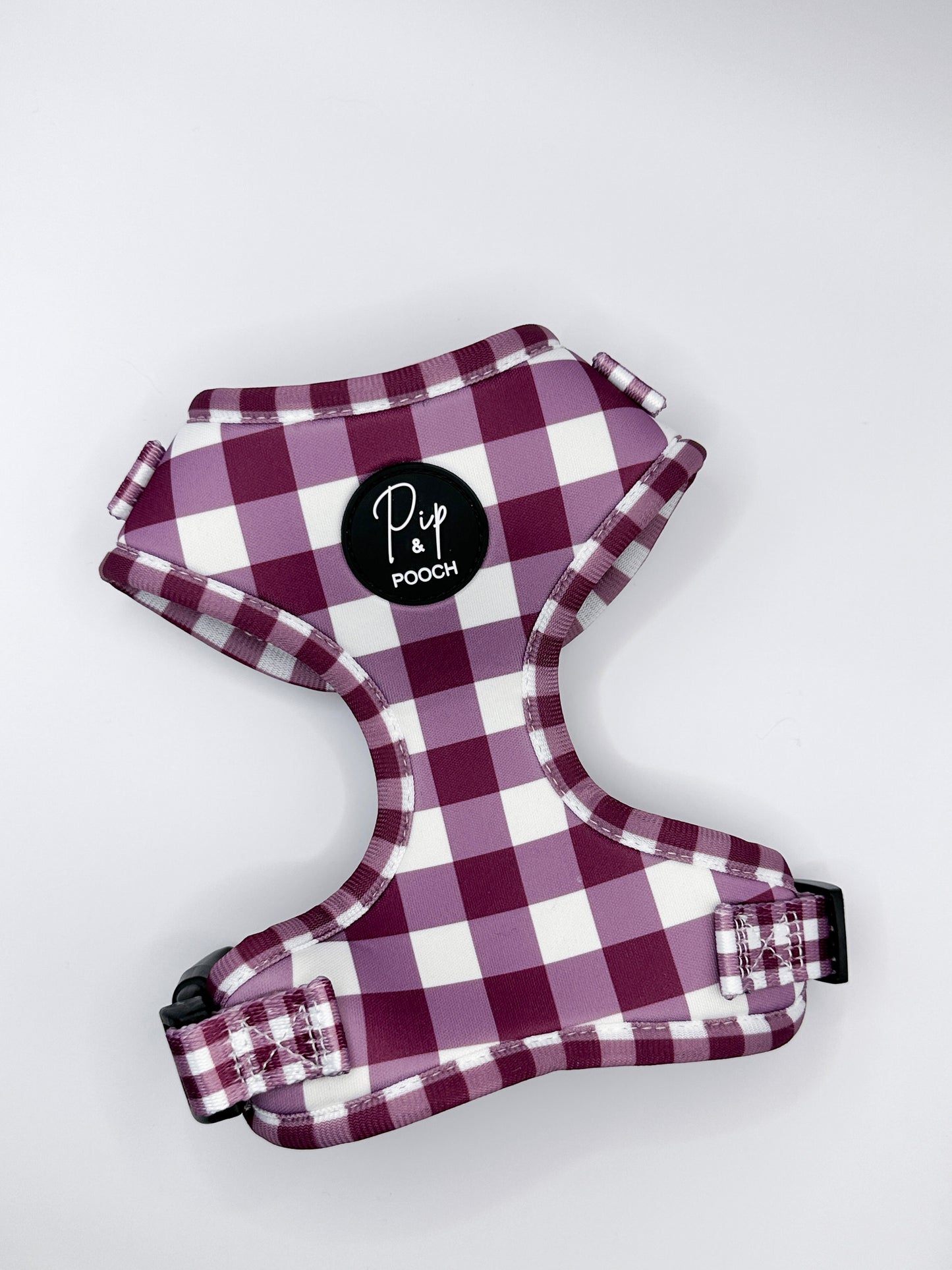 Adjustable Dog Harness - Purple Gingham