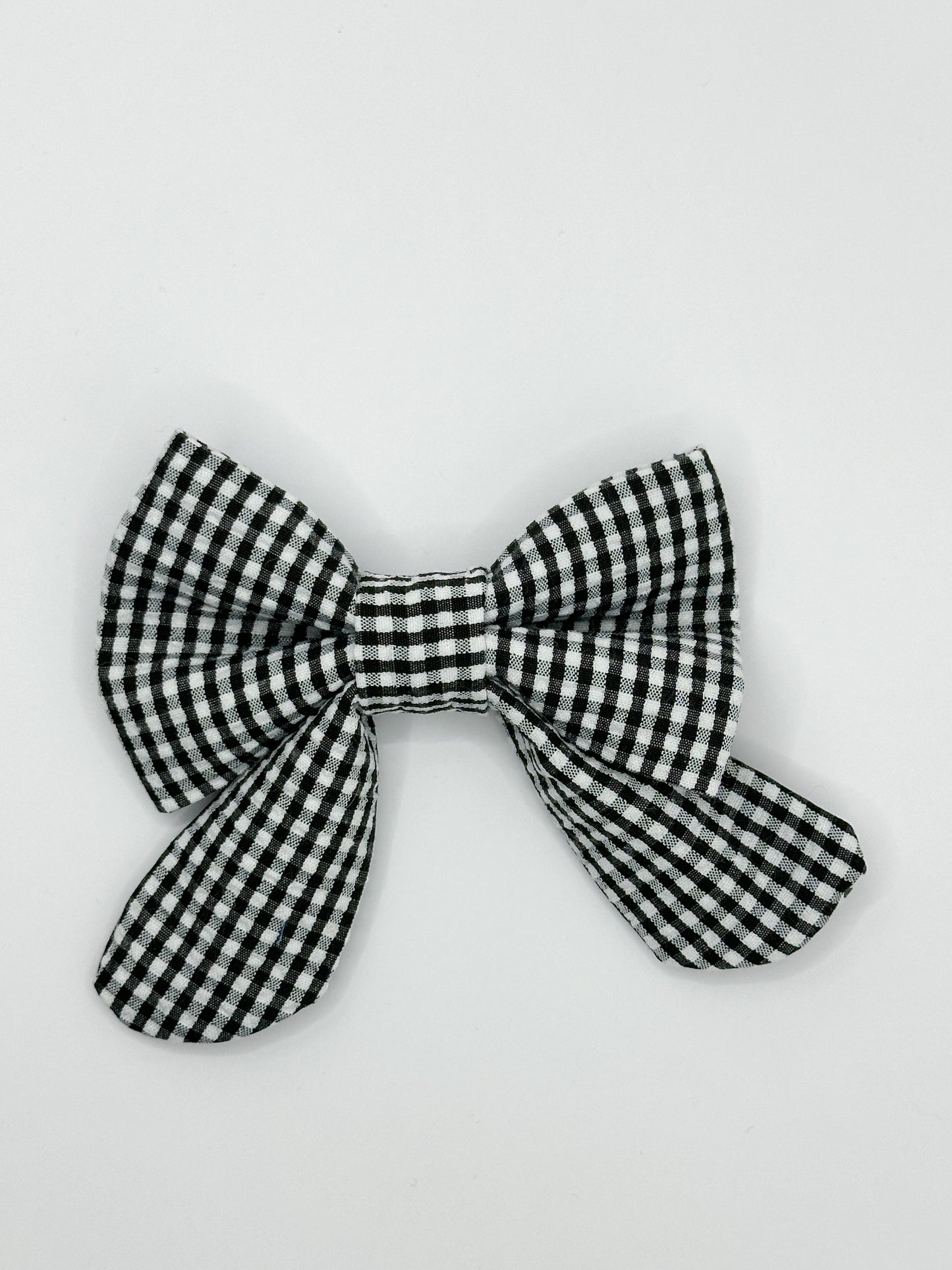 Elastic Backing Dog Sailor Bow - Black Gingham