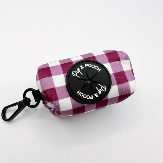 Purple Gingham Poo Bag Holder