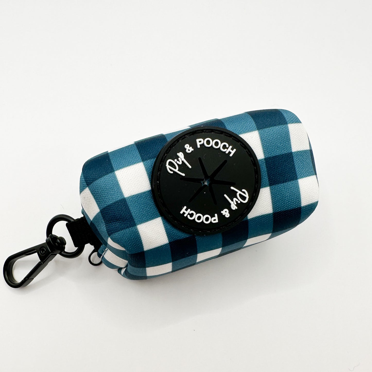 Teal Gingham Poo Bag Holder